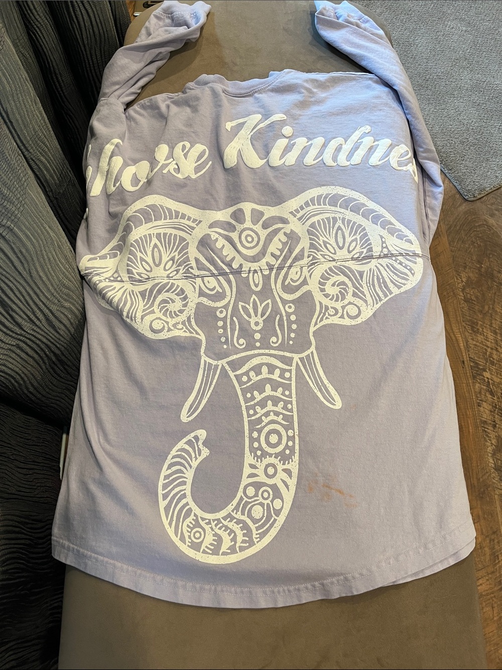 Spirit Lavender Crewneck Long-Sleeve Tee with White Front Script Logo